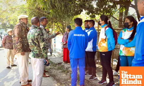 Imphal: Athletes protest outside Chief Minister N. Biren Singhs residence