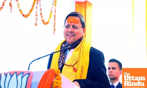 Champawat: Uttarakhand Chief Minister Pushkar Singh Dhami attends a roadshow