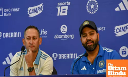 Mumbai: India’s captain Rohit Sharma and Chief Selector of the BCCI Ajit Agarkar address a press conference