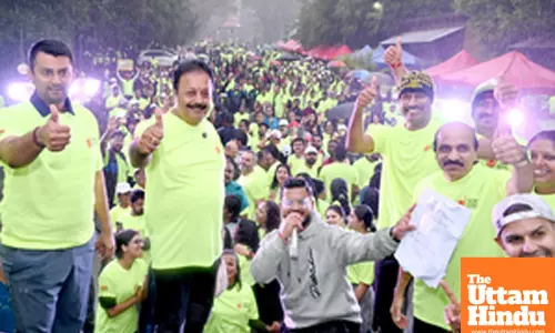 Bengaluru: Agriculture Minister N Cheluvaraya Swamy and volunteers participate in the Millet Run