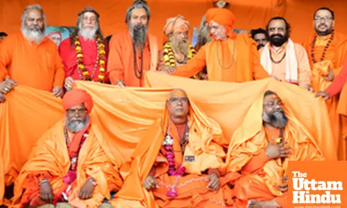Prayagraj: Sadhus perform the pattabhishek ritual during the Maha Kumbh Mela 2025