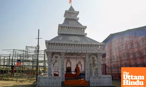 Prayagraj: A view of the temporary temple at Triveni Sangam