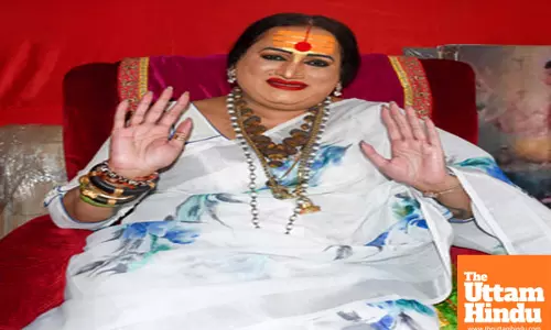 Prayagraj: Kinnar Akhada Acharya Mahamandaleshwar Laxmi Narayan Tripathi at a camp