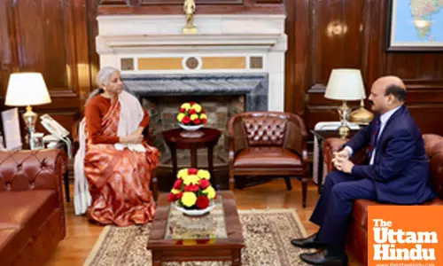 New Delhi: MD and CEO PNB Ashok Chandra meets Finance Minister Nirmala Sitharaman