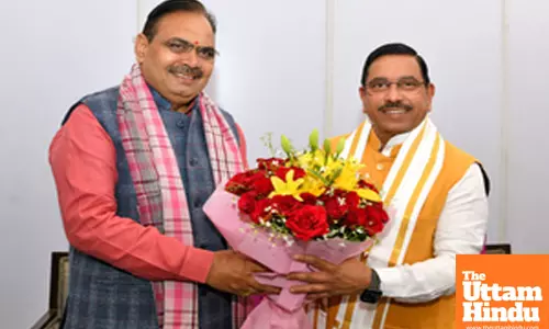 Jaipur: Rajasthan Chief Minister Bhajan Lal Sharma meets Union Minister Pralhad Joshi
