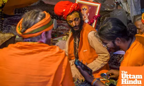 Prayagraj: Sadhus at their camp during the Maha Kumbh Mela 2025