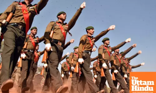 Ranchi: Security personnel participate in a rehearsal ahead of the Republic Day celebrations at Morabadi Grounds