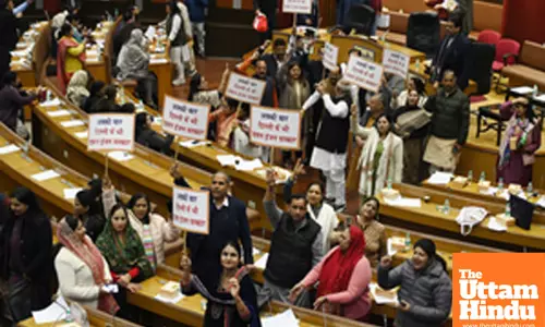 New Delhi: BJP councillors stage a protest during a meeting of the MCD at the Civic Centre