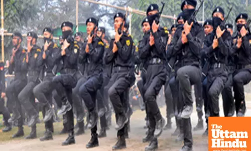 Guwahati: Assam Police commandos take part in rehearsals for the Republic Day Parade 2025 Parade