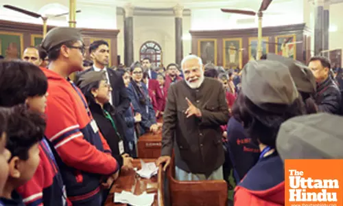 New Delhi: PM Narendra Modi interacts with students