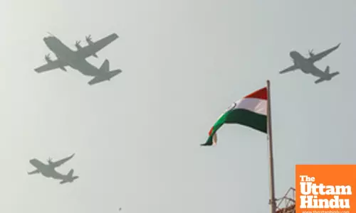 New Delhi: IAF aircraft fly past the Parliament House during a full dress rehearsal for the Republic Day Parade