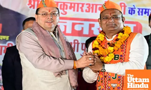 New Delhi: Uttarakhand Chief Minister Pushkar Singh Dhami campaigns in support of BJP candidate Rajkumar Anand