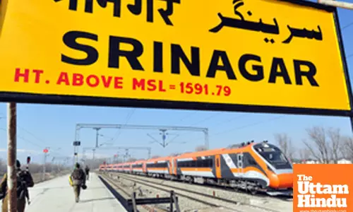 Srinagar: The specially designed Vande Bharat train arrives in Srinagar during its trial run