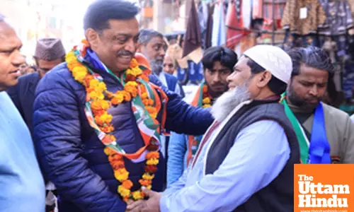 New Delhi: Congress candidate from Seemapuri assembly constituency, Rajesh Lilothia, campaigns