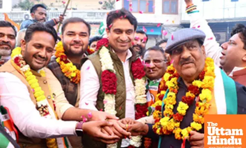 New Delhi: Indian Youth Congress President Uday Bhanu IYC campaigns door-to-door in support of Congress candidate Rahul Kumar Dhanak