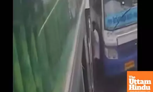 Close Call: Man Escapes Unhurt After Getting Sandwiched Between Two Buses, WATCH