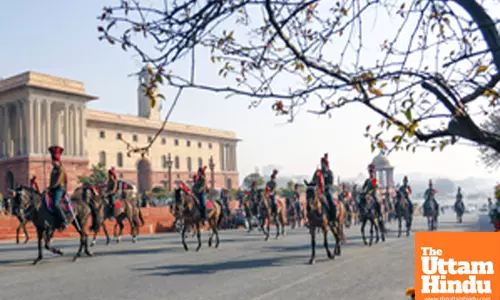 New Delhi: Presidential Guard Rehearsals for the Beating Retreat ceremony