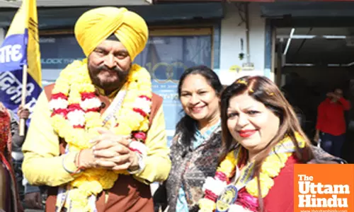 New Delhi: Aam Aadmi Party (AAP) candidate from Shahdara assembly constituency Jitender Singh Shunty campaigns