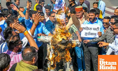 Bhopal: BJYM members stage a protest
