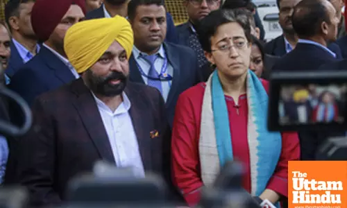 New Delhi: Punjab CM Bhagwant Mann and Delhi CM Atishi address the media after their meeting with the Election Commissioner