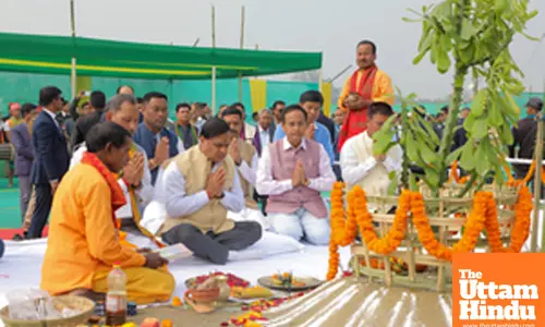 Kokrajhar: Assam CM Himanta Biswa Sarma participates in a spiritual ceremony to mark Bathou Puja