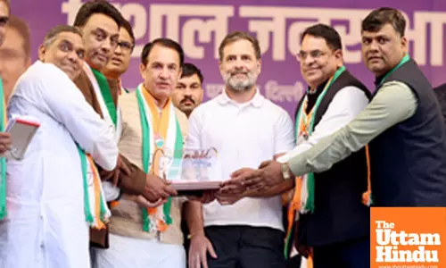 New Delhi: Congress MP Rahul Gandhi campaigns in support of party candidate Anil Kumar