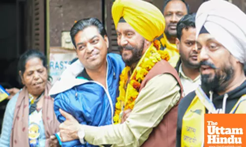 New Delhi: Aam Aadmi Party (AAP) candidate from Shahdara assembly constituency Jitender Singh Shunty campaigns