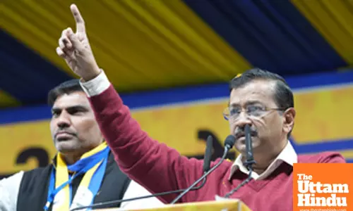 New Delhi: AAP National Convenor Arvind Kejriwal campaigns in support of party candidate Manoj Tyagi
