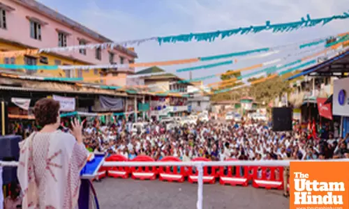 Wayanad: Congress General Secretary and Wayanad MP Priyanka Gandhi Vadra addresses a public gathering