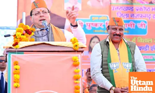 New Delhi: Uttarakhand Chief Minister Pushkar Singh Dhami attends an election campaign