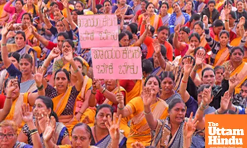 Bengaluru: Anganwadi Workers Protest for Fair Wages