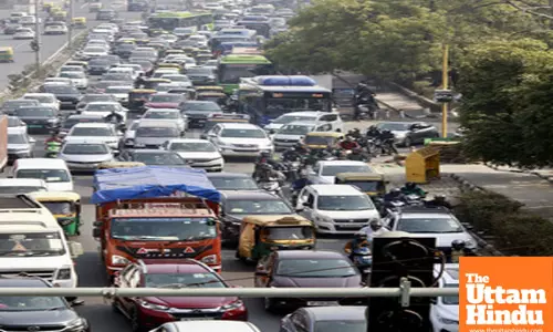 New Delhi: Heavy traffic congestion near ITO as vehicles move slowly amid rush hour