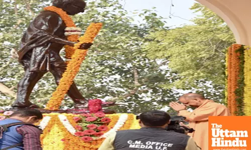 Lucknow: Uttar Pradesh Chief Minister Yogi Adityanath pays tributes to Mahatma Gandhi