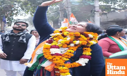 New Delhi: Congress candidate from Wazirpur assembly constituency, Ragini Nayak, campaigns door-to-door