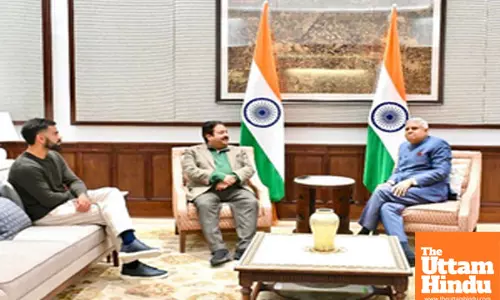 BCCI official Rajeev Shukla, Kohli meet VP Dhankhar in New Delhi