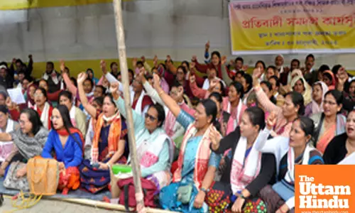 Guwahati: Assam Teachers and Employees Stage Protest at Chachal Dharna Ground