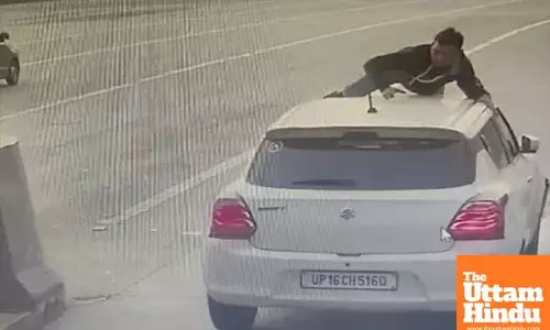 Dangerous Stunt: Car Driver Drags Toll Worker on Bonnet for 1 Km