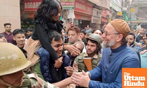 New Delhi: AIMIM President Asaduddin Owaisi campaigns in support of Majlis candidate Shifa ur Rehman from Okhla Assembly