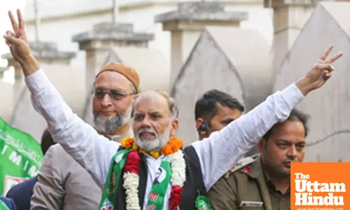New Delhi: AIMIM President Asaduddin Owaisi campaigns for party candidate Shifa-ur-Rehman from Okhla Assembly