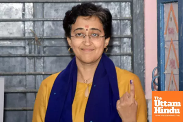 Delhi Chief Minister and AAP candidate from the Kalkaji Assembly seat, Atishi casts her vote for the Delhi Assembly Elections