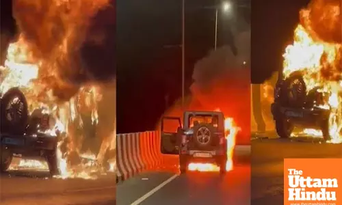 Fire breaks out in moving thar in Noida, driver’s quick thinking saves his wife