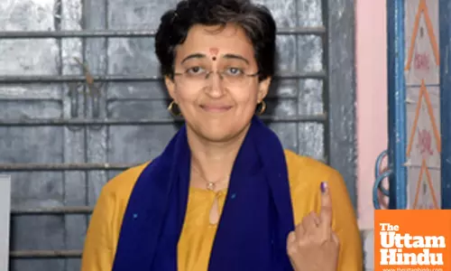 Delhi Chief Minister and AAP candidate from the Kalkaji Assembly seat, Atishi casts her vote for the Delhi Assembly Elections