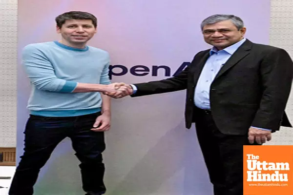 Union Minister Ashwini Vaishnaw and OpenAI CEO Sam Altman during a meeting