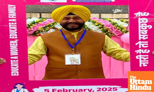 AAP candidate from Shahdara Assembly seat Jitender Singh Shunty casts his vote for the Delhi Assembly Elections