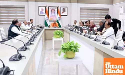 Uttar Pradesh CM Yogi Adityanath chairs a cabinet meeting at his official residence