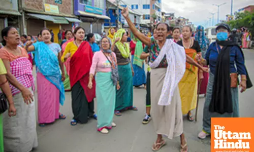 Inmates protest at MP Bimol Akoijams residence