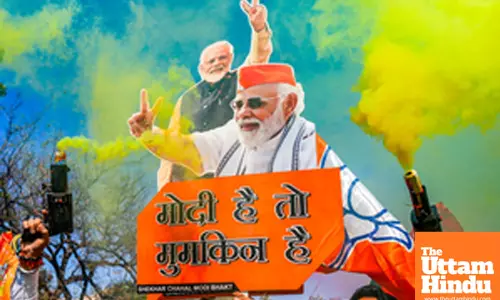 BJP leaders and supporters celebrate at the partys Delhi state office