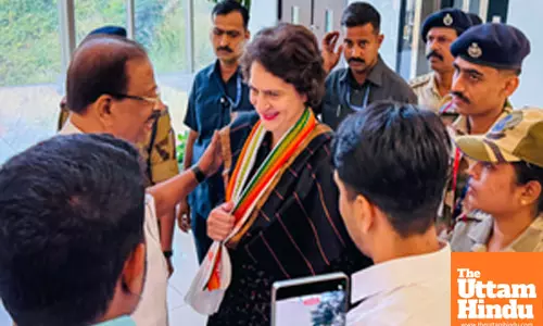 Congress General Secretary and Wayanad MP Priyanka Gandhi arrives in Kannur to attend booth-level meetings