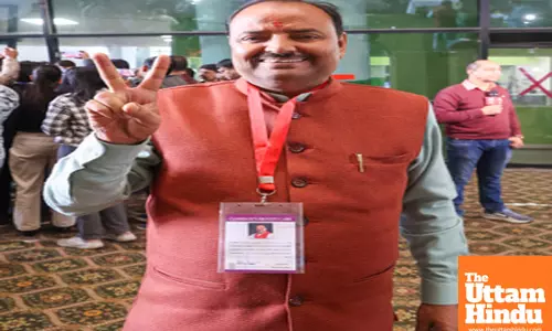 BJP candidate Abhay Verma celebrates after his win in the Delhi Elections