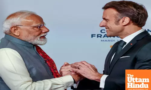 Prime Minister Narendra Modi with President of France Emmanuel Macron at the 14th France CEO Forum